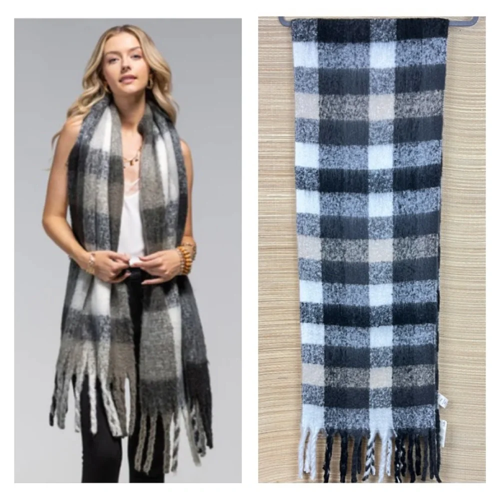 a.n.a. NWT Plush Plaid Brushed Blanket Scarf Wraps